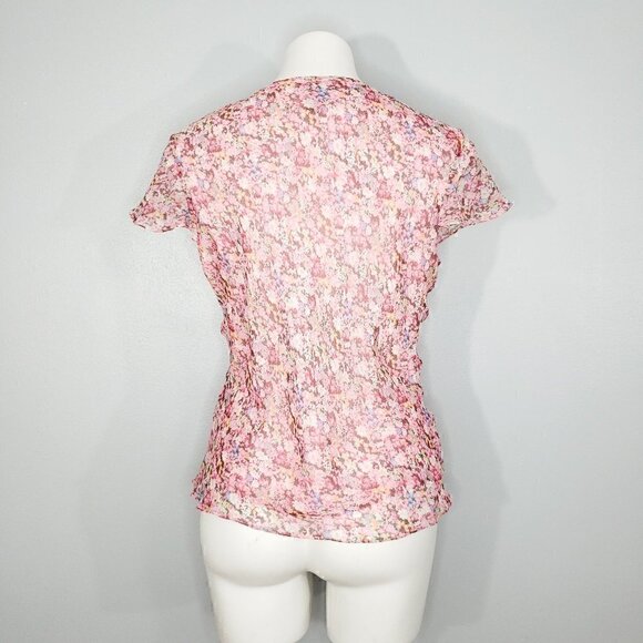 Anne Carson 90s Floral Silk Sequined Top - Picture 3 of 3